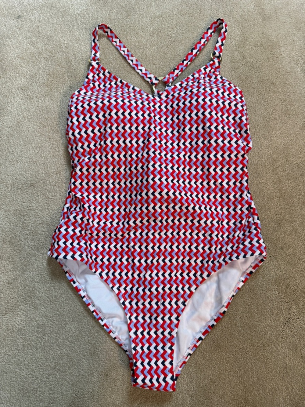 Women’s Target Red, White & Navy Zigzag One-Piece Swimsuit